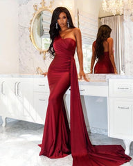 Red Prom Dresses For Off Shoulder Solid Evening Party Dresses