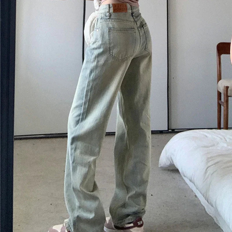 Retro Wide New Spring/Summer High Waist Loose Slim Straight Trouser
