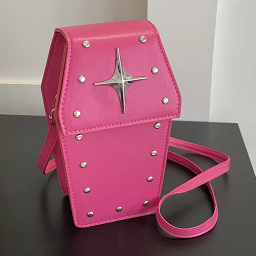 Retro Gothic Dark Personalized Casual Star Rivet PU Leather Halloween Handbag