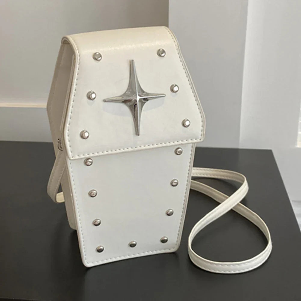 Retro Gothic Dark Personalized Casual Star Rivet PU Leather Halloween Handbag