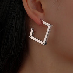 Retro Square Irregular Hoop New Exaggerated Cool Girl Fashion Accessories Earring