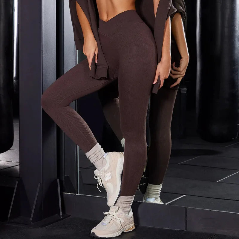 Ribbing Seamless Push Up Training Tights Fitness Workout Yoga Pants Sports Leggings
