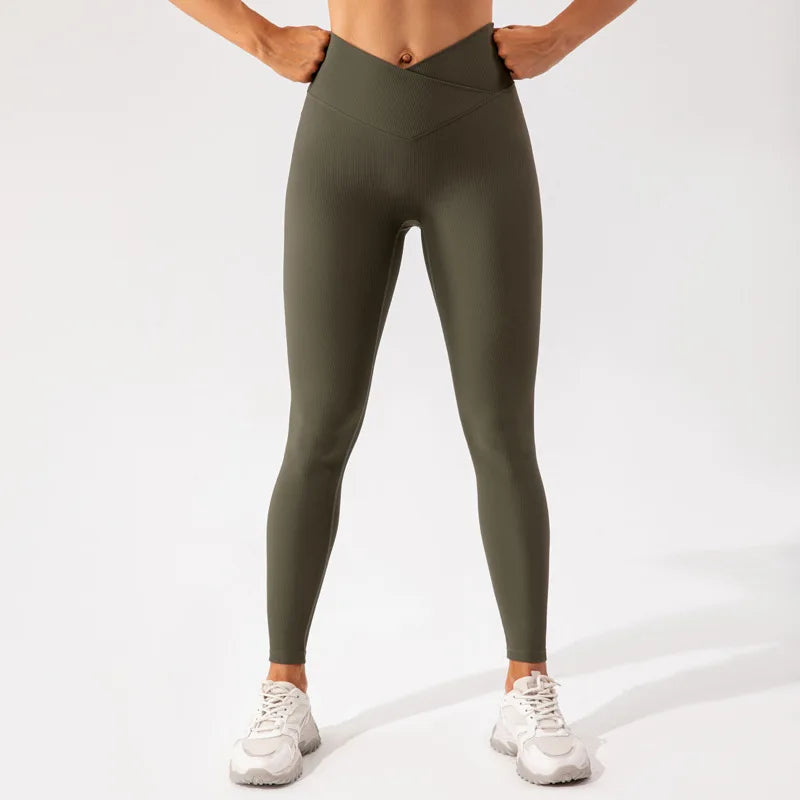 Ribbing Seamless Push Up Training Tights Fitness Workout Yoga Pants Sports Leggings