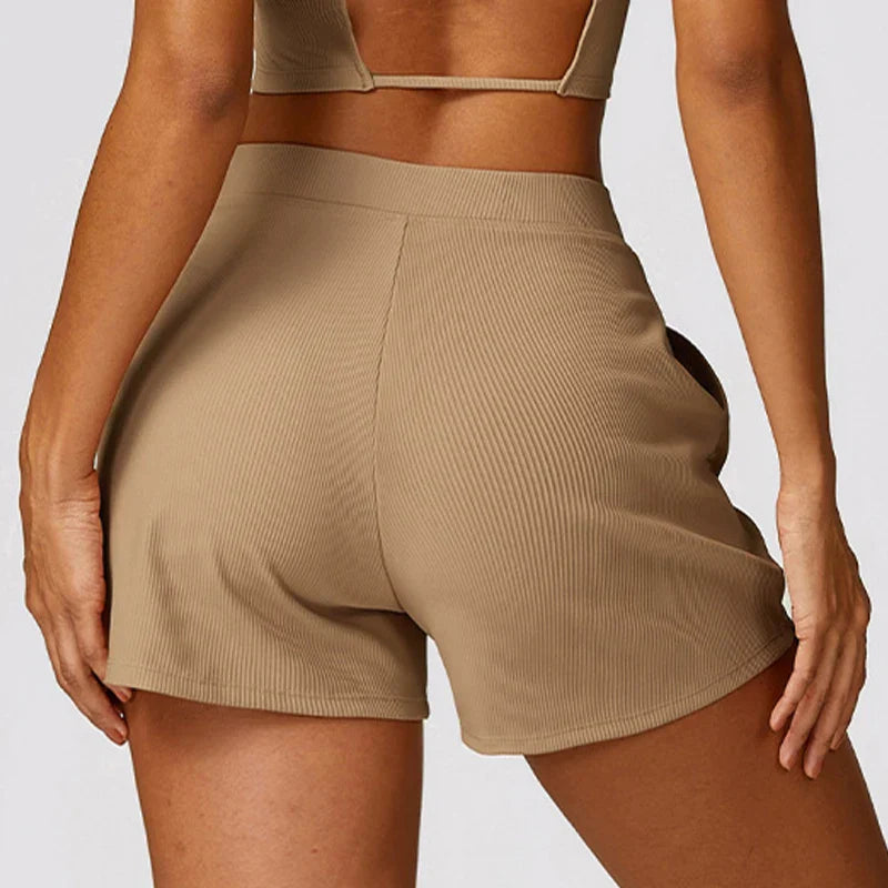 Pockets Gym Running Pants Workout Loose-fitting Female Yoga Clothing Sports Short