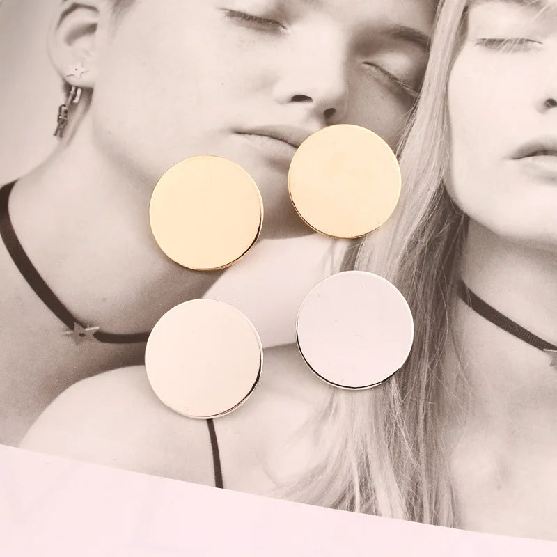 Round Golden Simple Metal Vintage Fashion Girls Brincos Earring