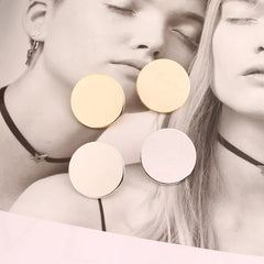 Round Golden Simple Metal Vintage Fashion Girls Brincos Earring