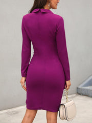 Ruched design button bodyxon dress