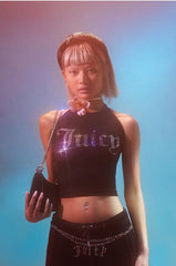 Woman Slim Crop Top Letter Sleeveless Short Tank Tops Y2k