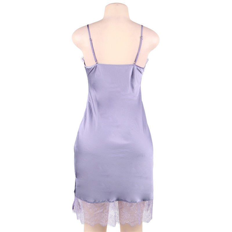 Plus Size 7XL Clothing Satin Silk Dress Ladies Night wear V-neck Fashion Pajamas