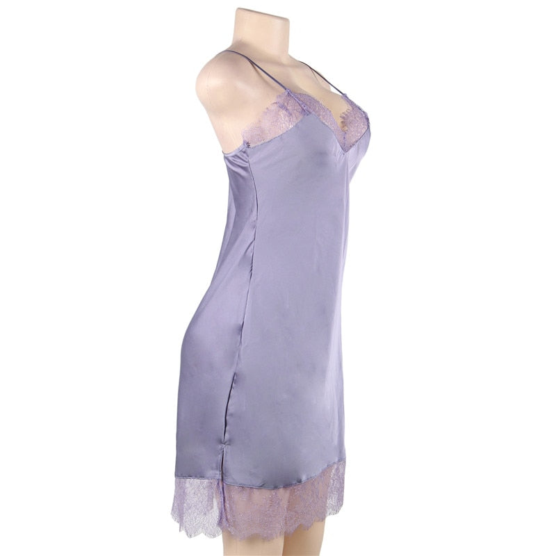 Plus Size 7XL Clothing Satin Silk Dress Ladies Night wear V-neck Fashion Pajamas