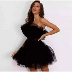 Off Shoulder Mesh Tutu Dress Bodycon Lace Short Dress