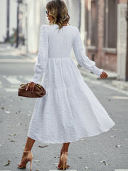 Bohemia A-line Solid Lantern Sleeve Maxi Dress