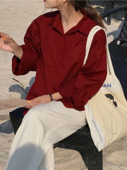 Chiffon Blouse Summer Thin Satin Silk Button Up Blouse Office Shirt