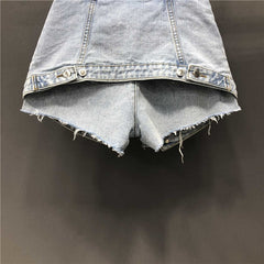 WomenFake Two Pieces of High Waist A-line Thin Denim Shorts Street Style