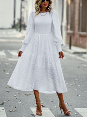 Bohemia A-line Solid Lantern Sleeve Maxi Dress