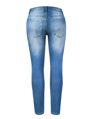 WomenJeans Blue Hight Waist Streetwear Ripped Casual Fashion Denim Pencil Pants