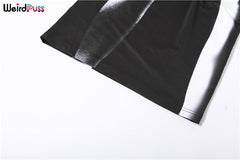 Weird Puss Gradient Maxi Dress Skinny Stretchy Long Sleeve O-Neck Trend Bodycon
