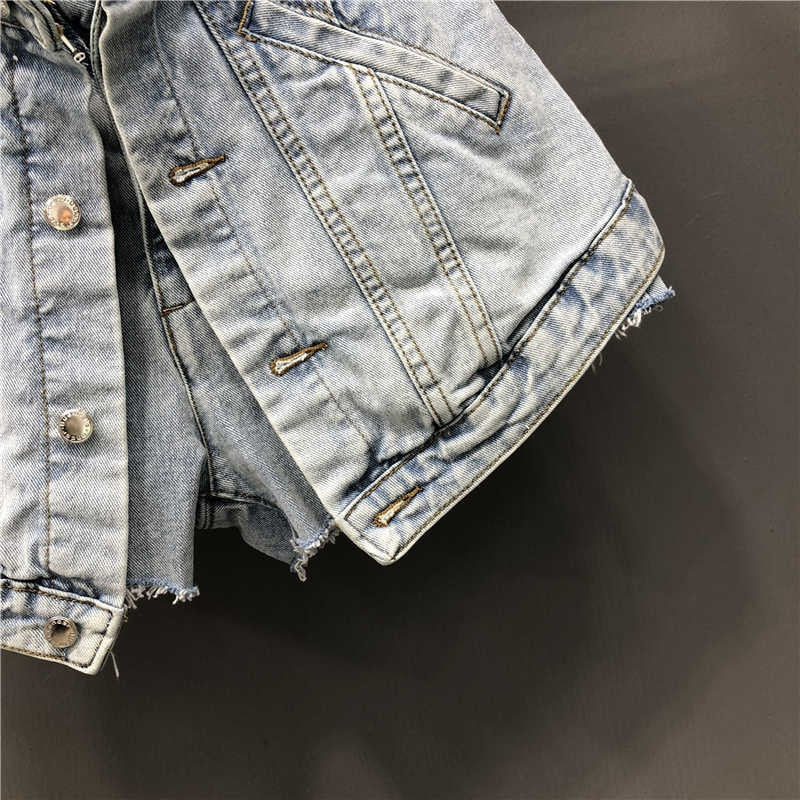 WomenFake Two Pieces of High Waist A-line Thin Denim Shorts Street Style