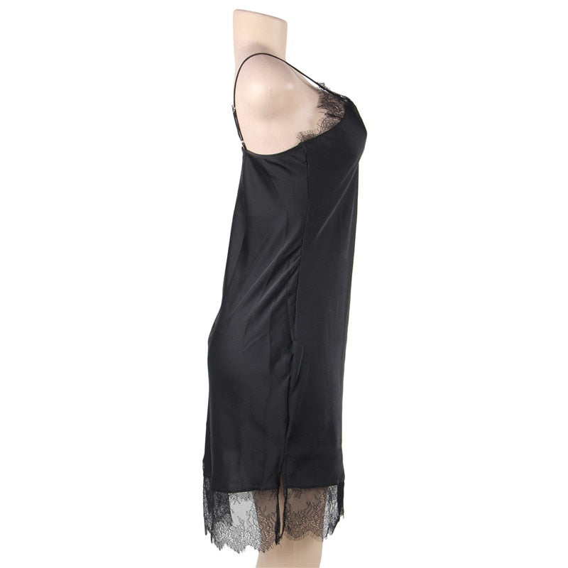 Plus Size 7XL Clothing Satin Silk Dress Ladies Night wear V-neck Fashion Pajamas