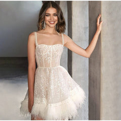 Off Shoulder Slip Feather Sequin Sleeveless Dress