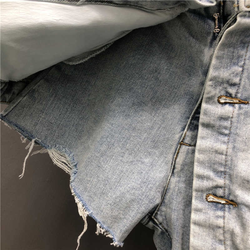 WomenFake Two Pieces of High Waist A-line Thin Denim Shorts Street Style