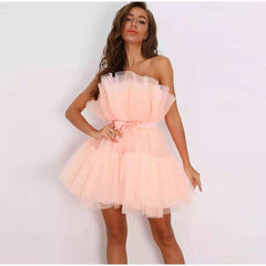 Off Shoulder Mesh Tutu Dress Bodycon Lace Short Dress