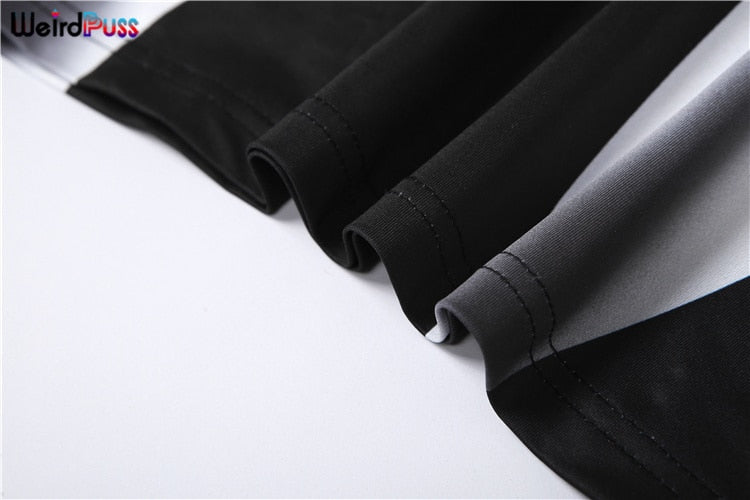 Weird Puss Gradient Maxi Dress Skinny Stretchy Long Sleeve O-Neck Trend Bodycon