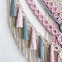 Pink and Gray Macrame Wall Hanging