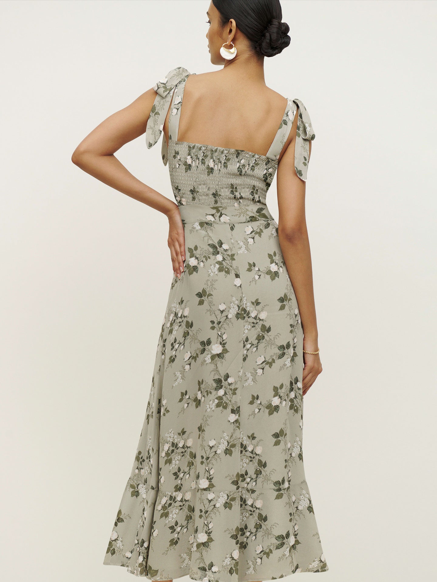 Green Basic Vintage Beach Tank Elegant Retro Floral Long Vestidos Belt Yellow