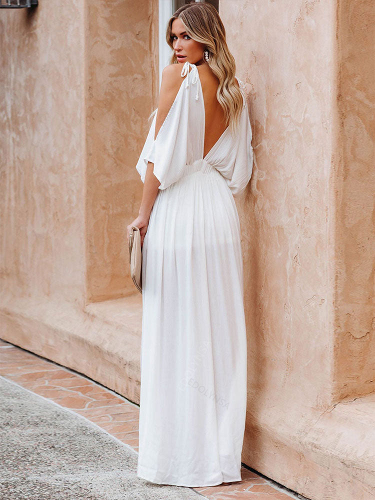 Summer Elegant Solid Color Beach Wear Maxi Dresses