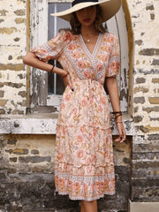 Bohemian Print V-neck HolidayChiffon Dress