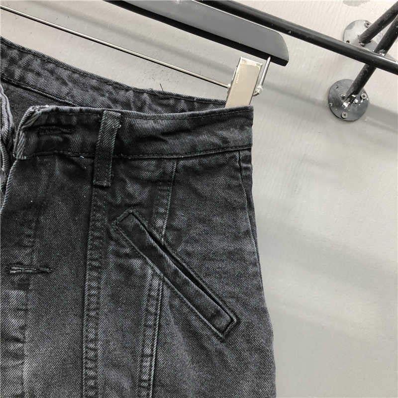 WomenFake Two Pieces of High Waist A-line Thin Denim Shorts Street Style