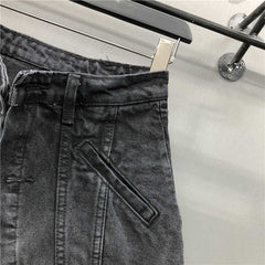 WomenFake Two Pieces of High Waist A-line Thin Denim Shorts Street Style