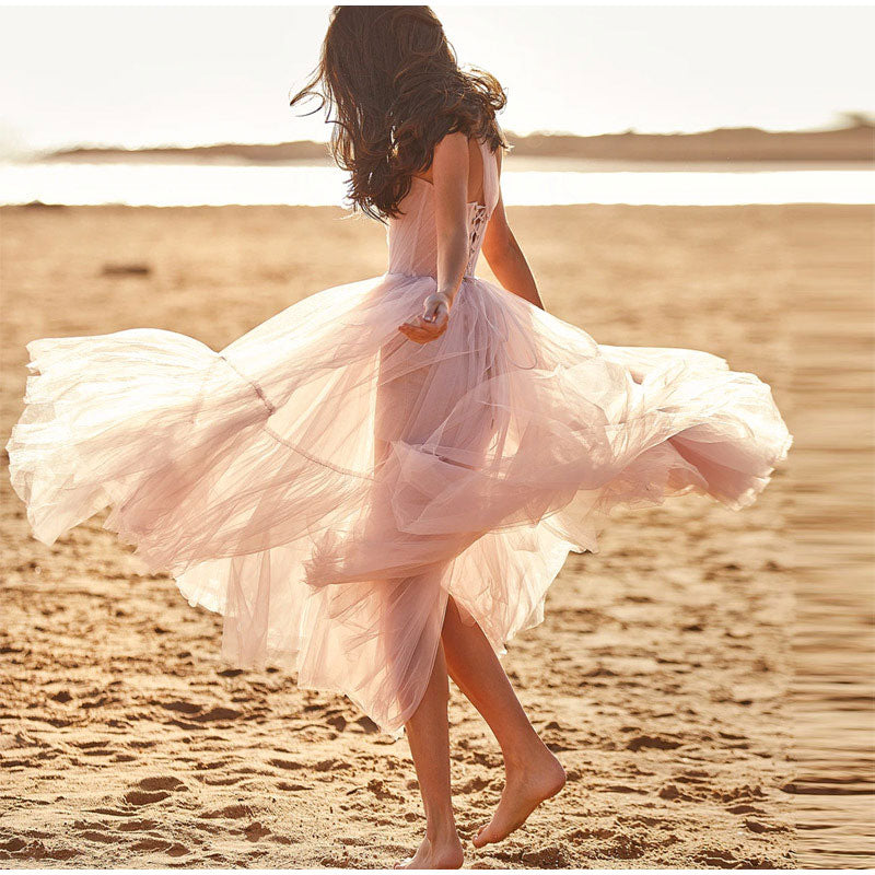 One Shoulder Tulle Mesh Evening Party A-Line Tutu Dress