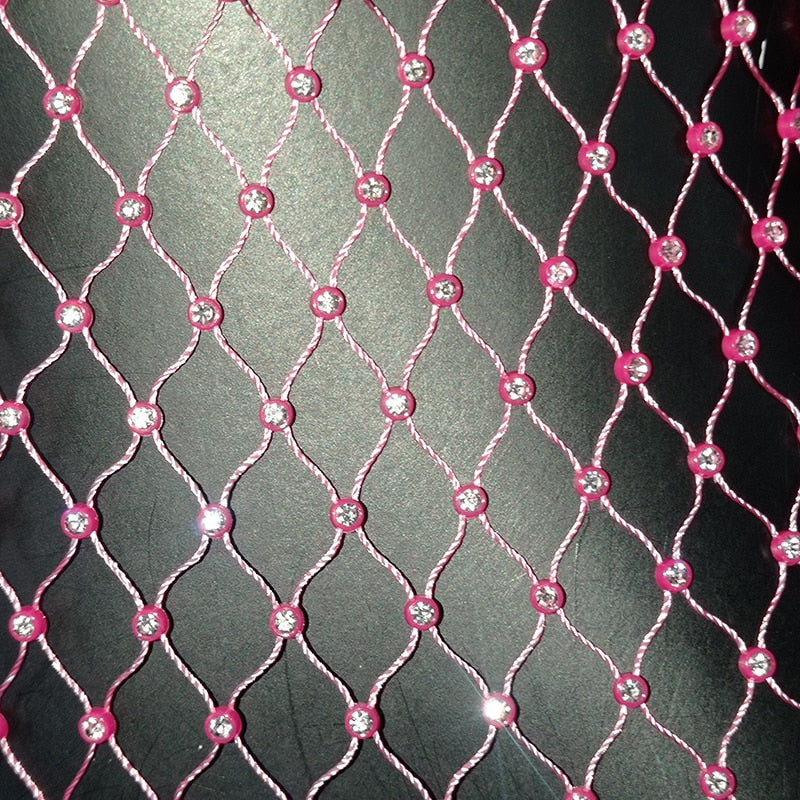 Bling Rhinestones Fishnet Mini Dress Sexy Long Sleeve Crystal Dress