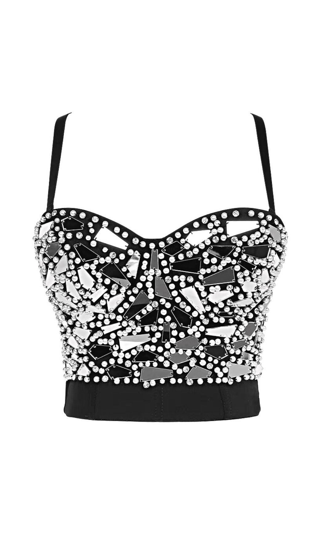 SILVER BEADED SEQUIN CORSET