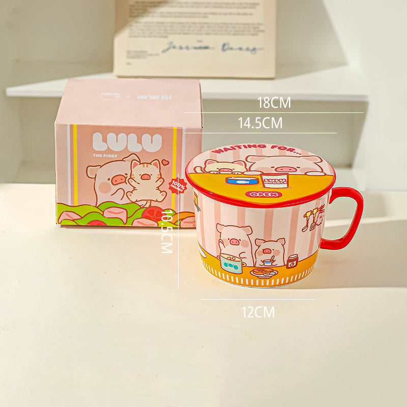 Cute Cartoon Pig Ramen Bowl