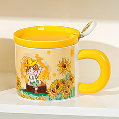 Van Gogh Sunflower Starry Sky Pattern Ceramic Cup
