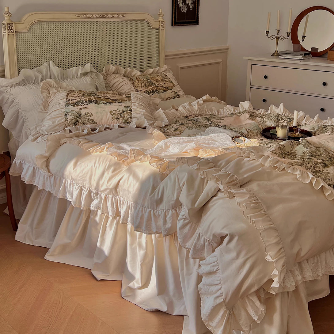 Romantic French Vintage Art Cotton Lace Duvet Cover