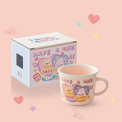Cartoon Bear Bunny Ceramics Mug With Lid
