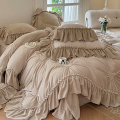 Romantic Heart-Shaped 3D Embroidery Winter Milk Velvet Duvet Cover