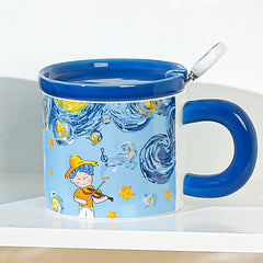 Van Gogh Sunflower Starry Sky Pattern Ceramic Cup