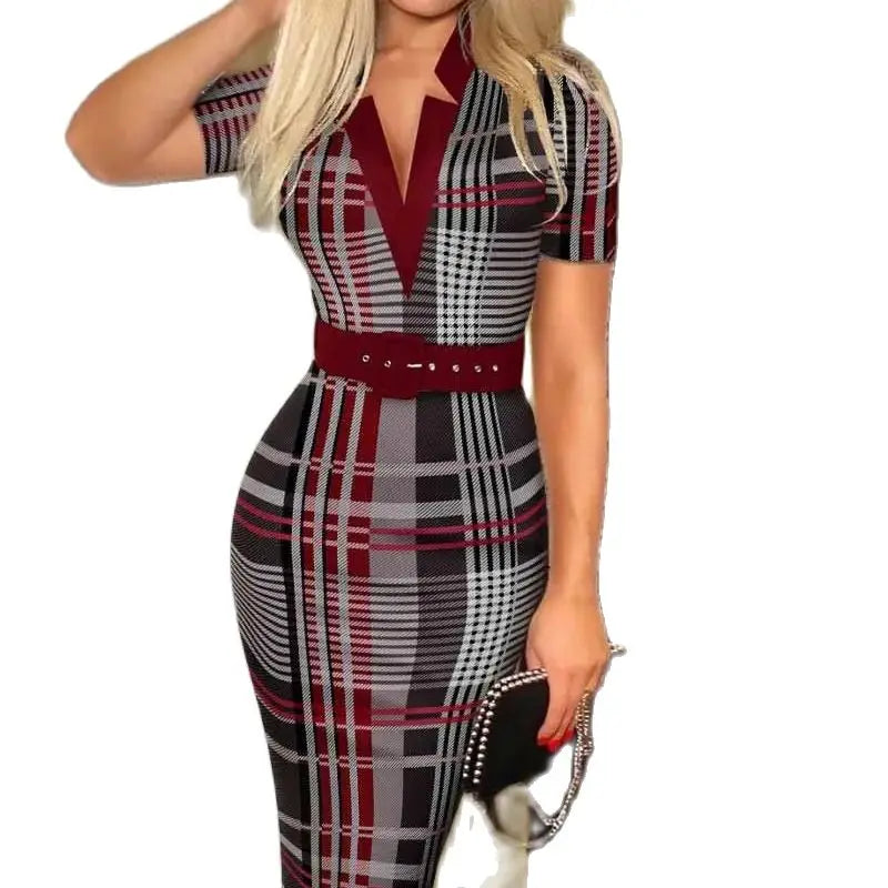 Polka Dot Print V Neck Long Sleeve Clothing Midi Dress