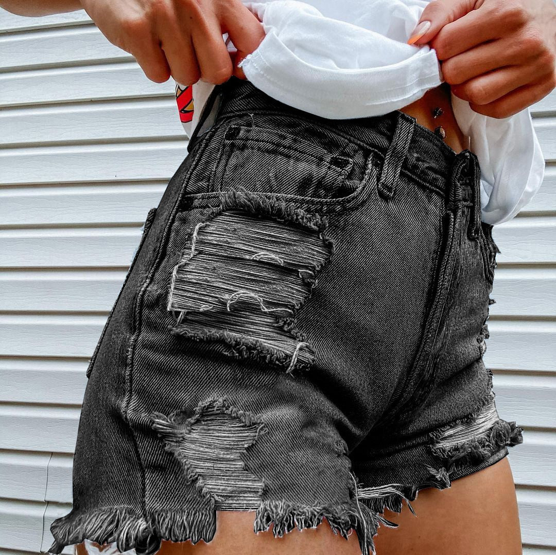 WomenHigh Street INS Net Red Playful Girl Pattern Printed Denim Shorts