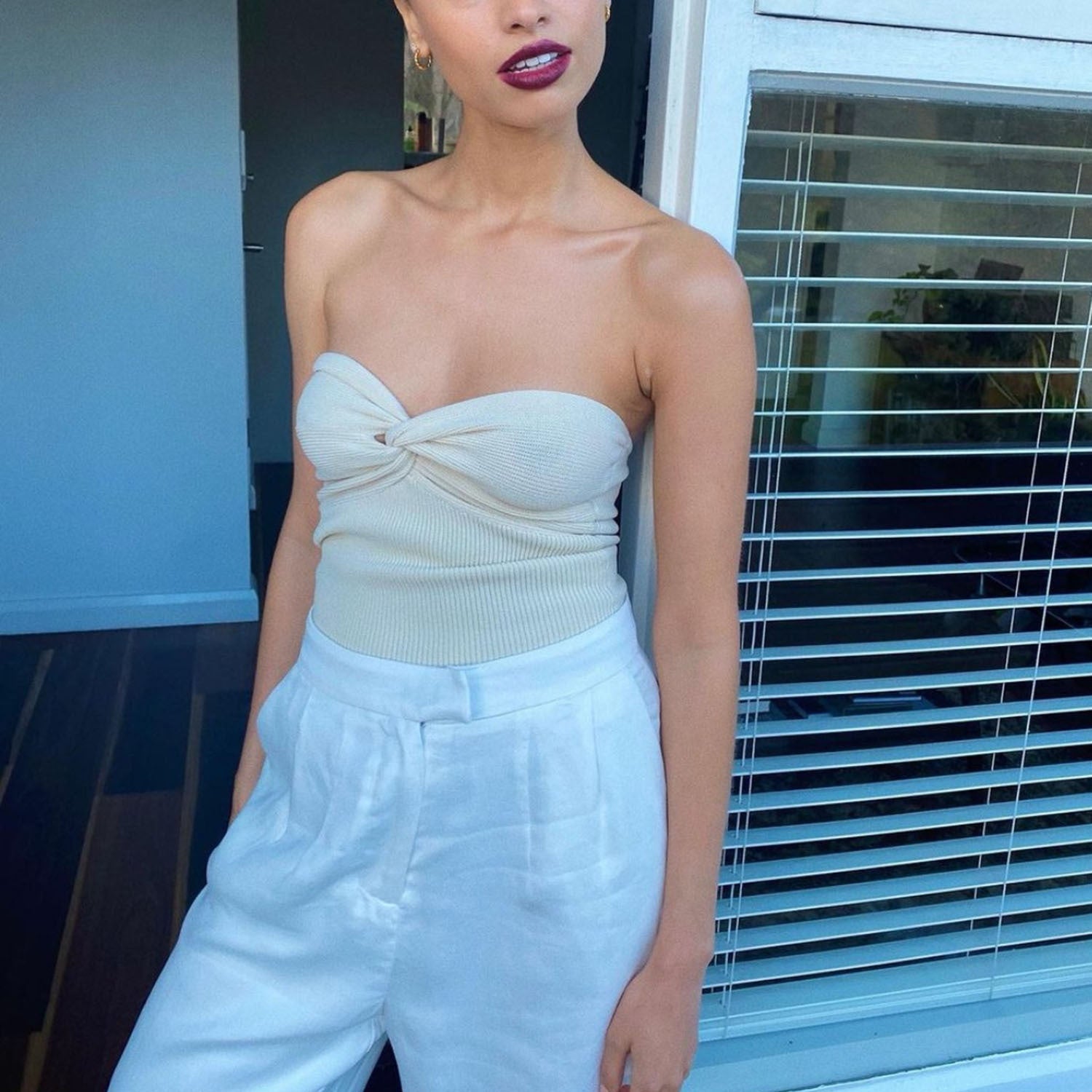 Basic Backless Off Shoulder Crop Top Knit Tube Tops Strapless Corset Tops
