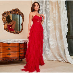 Lace Mesh Off Shoulder High Waist Evening Dress