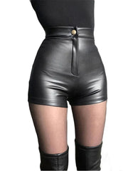 Black PU Fashion Casual Summer Clothing Faux Leather Goth High Waisted Womens Y2k Hot Woman Pants Short