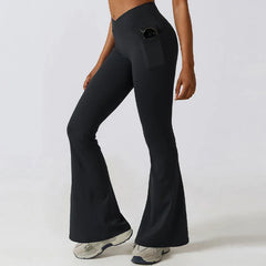 Flared Gym High Waist Dance Push Up Tights Breathable Yoga Clothes Sports Leggings