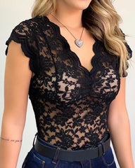 New V-neck Lace Tank Vest Outwear Summer Sleeveless Bodycon Clubwear Black White Tank Vest Crop Tops
