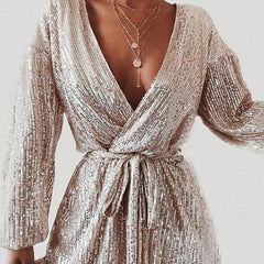 womens dress Long sleeve sequin dress